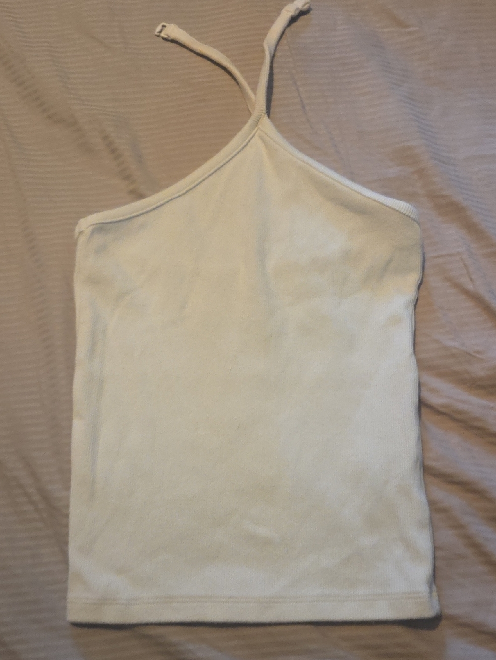 American Eagle Outfitters White Y Neck Ribbed Halter Cami XXS